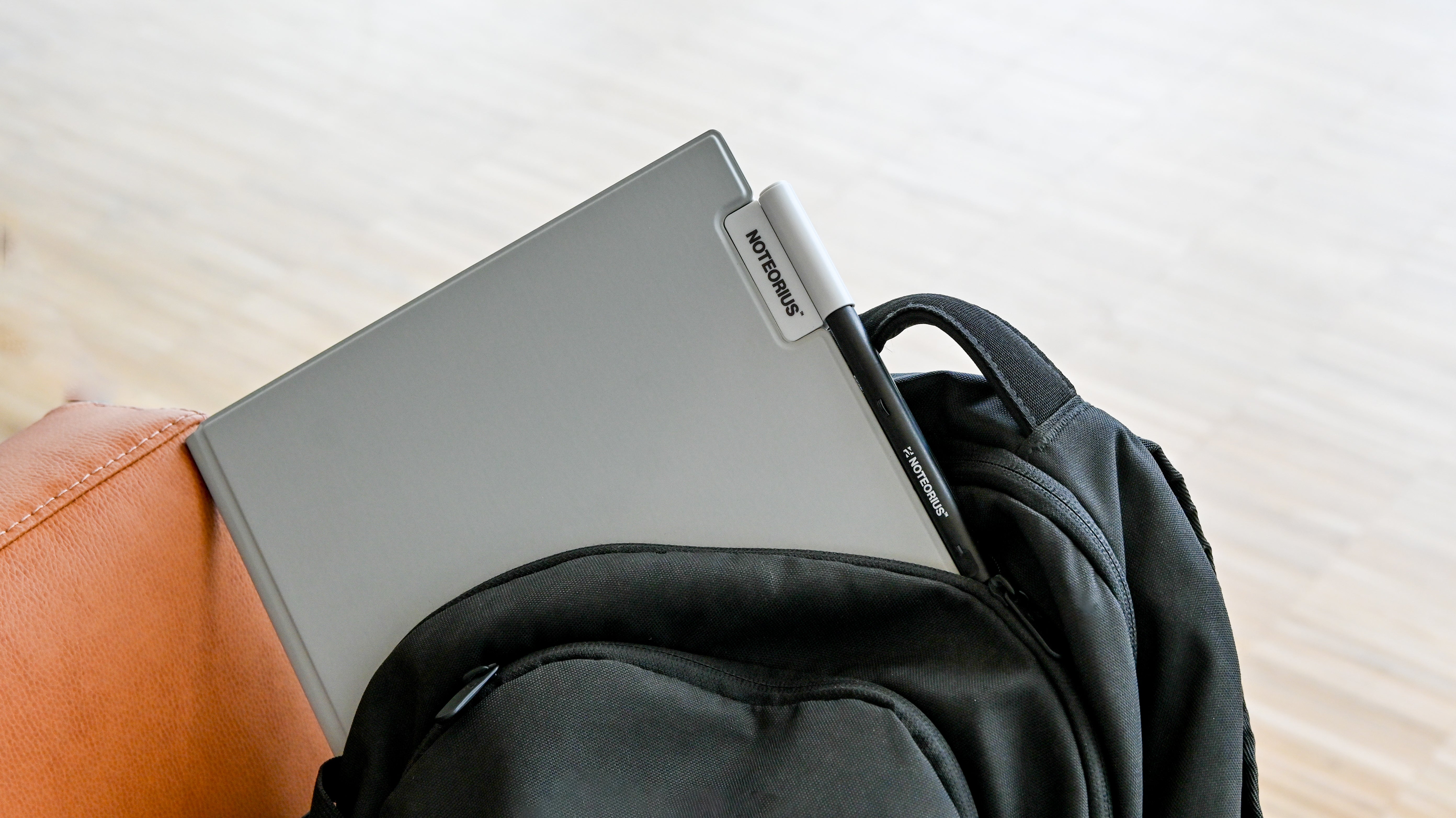 Digital notebook in a bookbag for school