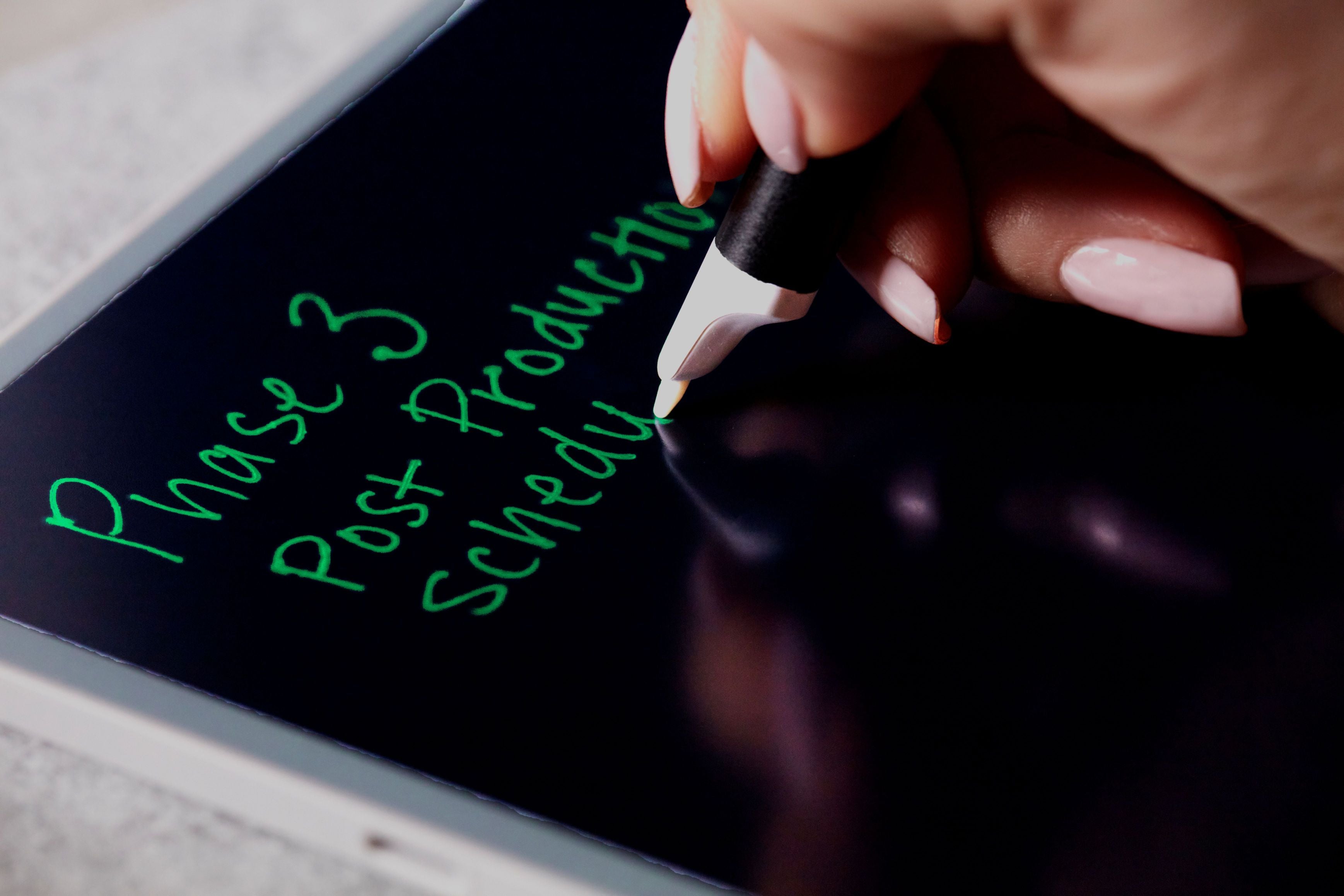 Taking notes on a digital tablet with a stylus