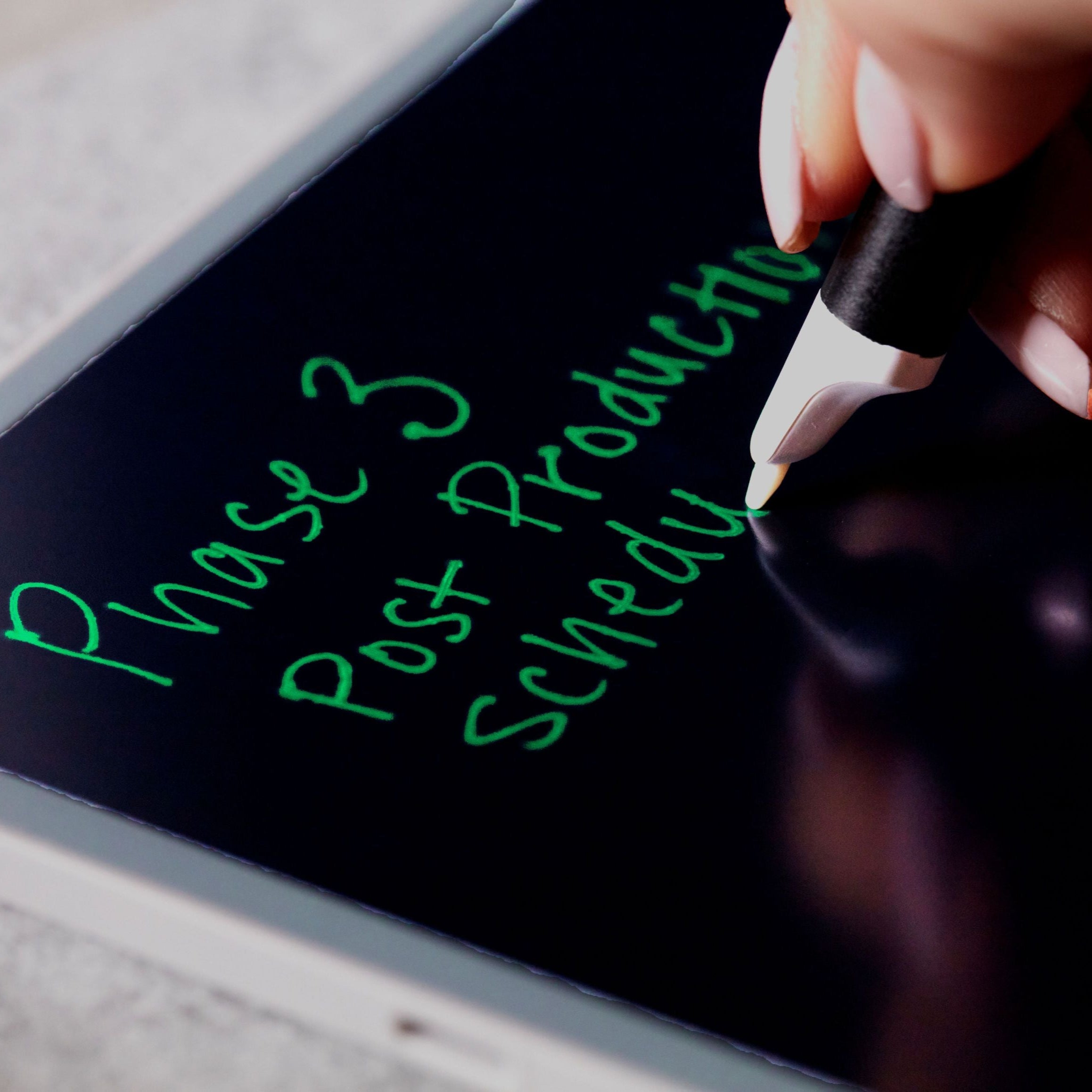 Taking notes on a digital tablet with a stylus